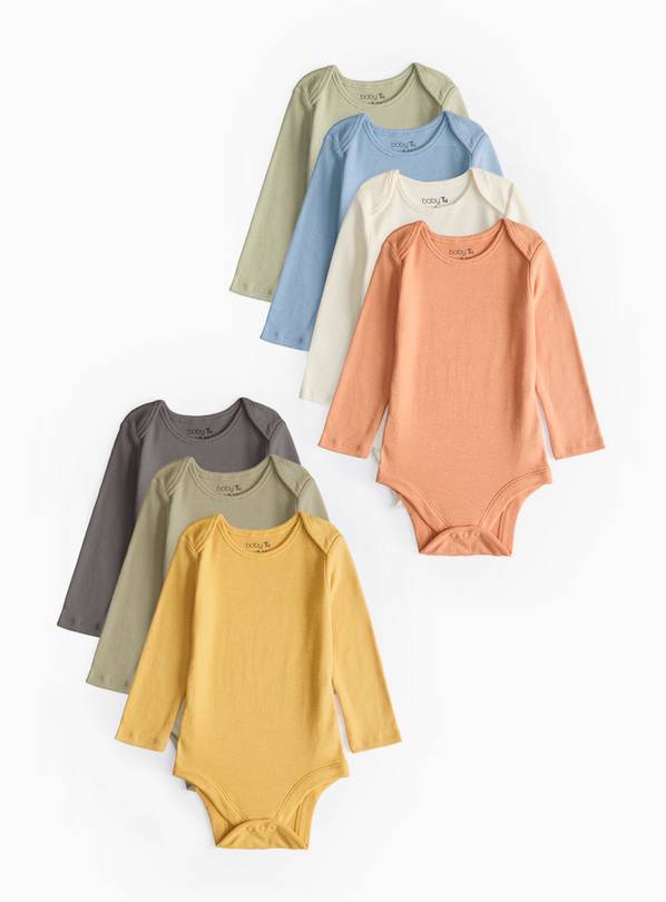 Plain Long Sleeve Bodysuits 7 Pack Tiny Baby